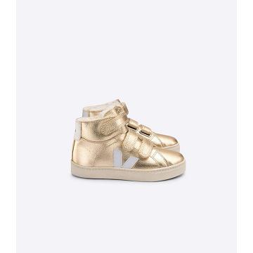 Gold Kids' Veja ESPLAR MID FURED LEATHER High Tops | AU 698JPQ